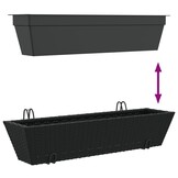 vidaXL Plantenbakken 2 st met haken poly rattan zwart