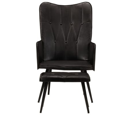 Zwarte Lederen Fauteuil met Voetensteun - 69% Korting
