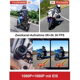 Motorfiets Dashcam Voor & Achter 2K+2K met GPS & WiFi - 35% Korting!