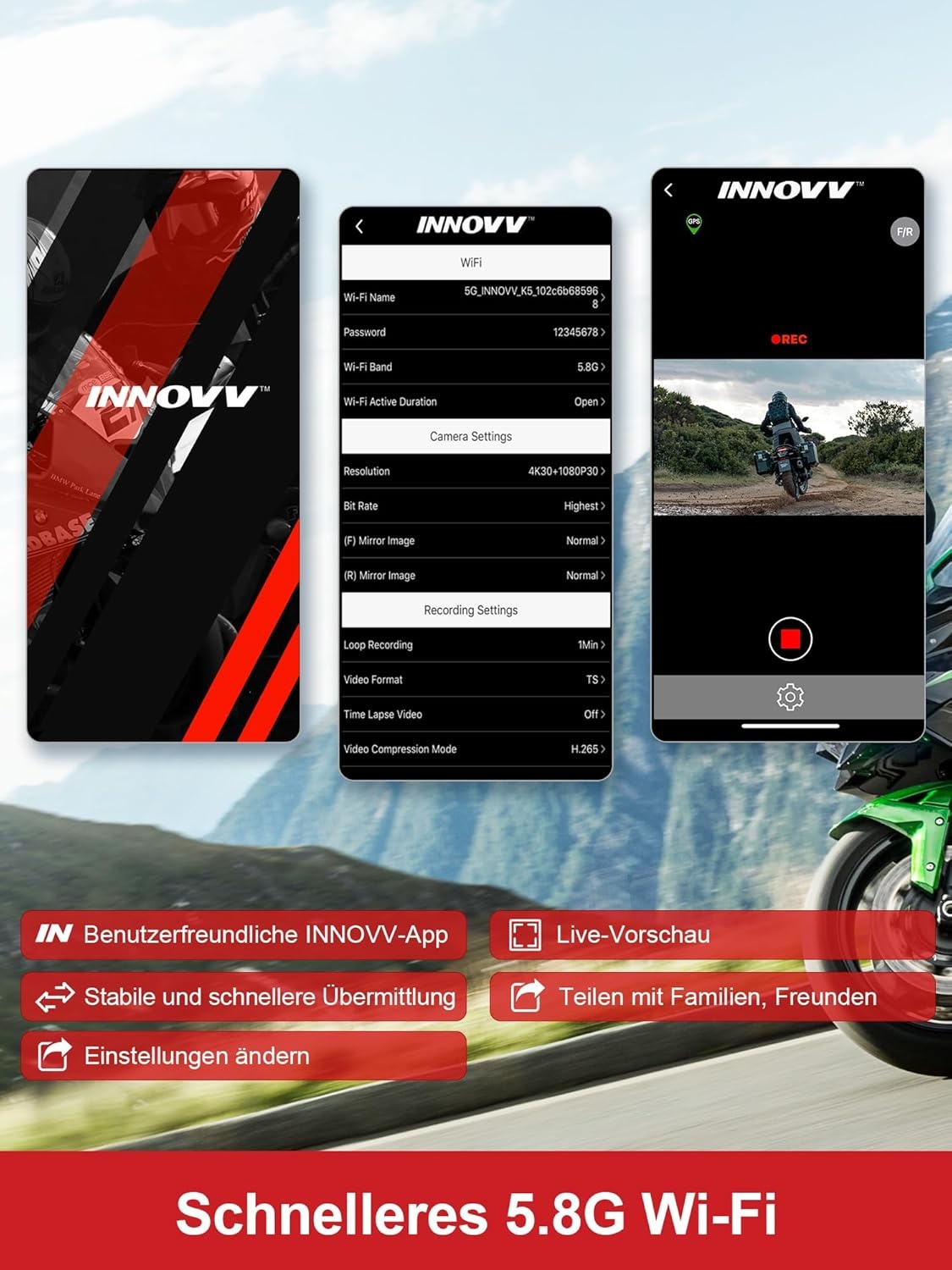 Motorfiets Dashcam Voor & Achter 2K+2K met GPS & WiFi - 35% Korting!