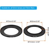 2x Camera Filter Adapter 52mm naar 72mm - Aluminium Zwart (73% Korting)