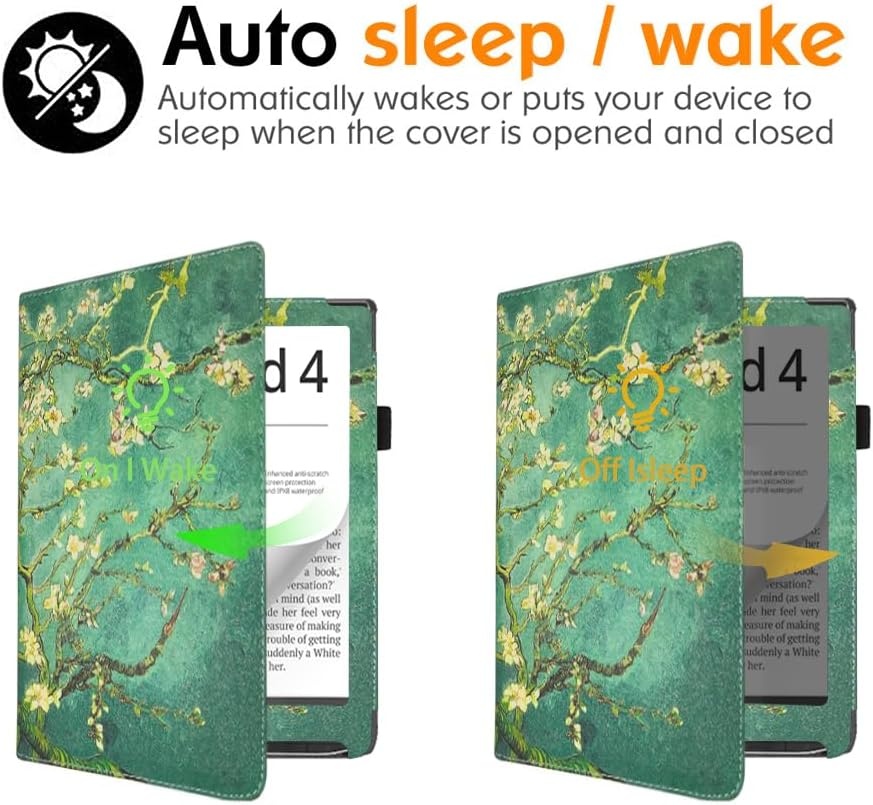 Leren Flip Cover Pocketbook Inkpad 4 (7.8") met Stand & Auto Slaap/Wake - 27% Korting
