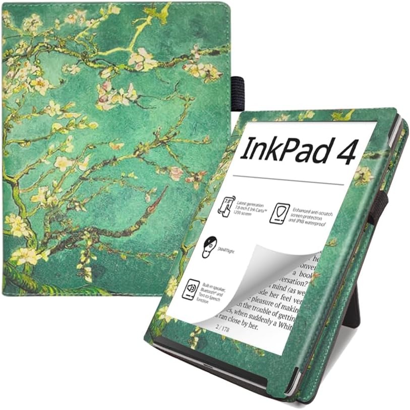 Leren Flip Cover Pocketbook Inkpad 4 (7.8") met Stand & Auto Slaap/Wake - 27% Korting