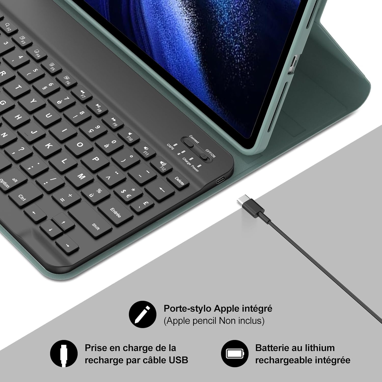 Donkergroene Toetsenbordhoes AZERTY voor Xiaomi Pad 6/6 Pro 11 inch - 73% Korting