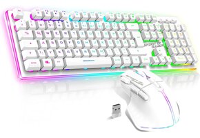 Draadloos Gaming Toetsenbord Muis Combo MK600 Wit 29% Korting