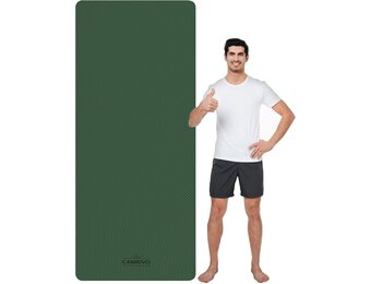 Yogamat Extra Lang Breed 213x81cm TPE Antislip Groen/Zwart - 34% Korting!