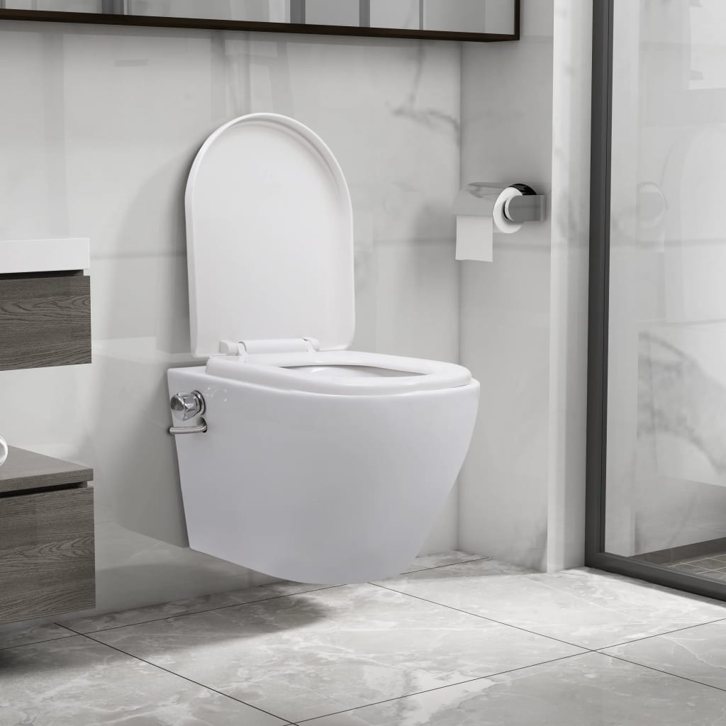 Randloos Hangend Toilet met Bidetfunctie - Keramiek Wit (35% Korting)