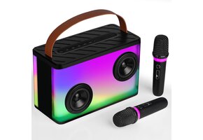 Draagbaar Karaoke Systeem met 2 Microfoons & LED - 29% Korting