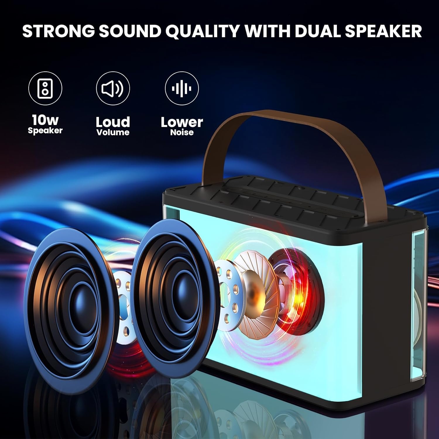 Draagbaar Karaoke Systeem met 2 Microfoons & LED - 29% Korting