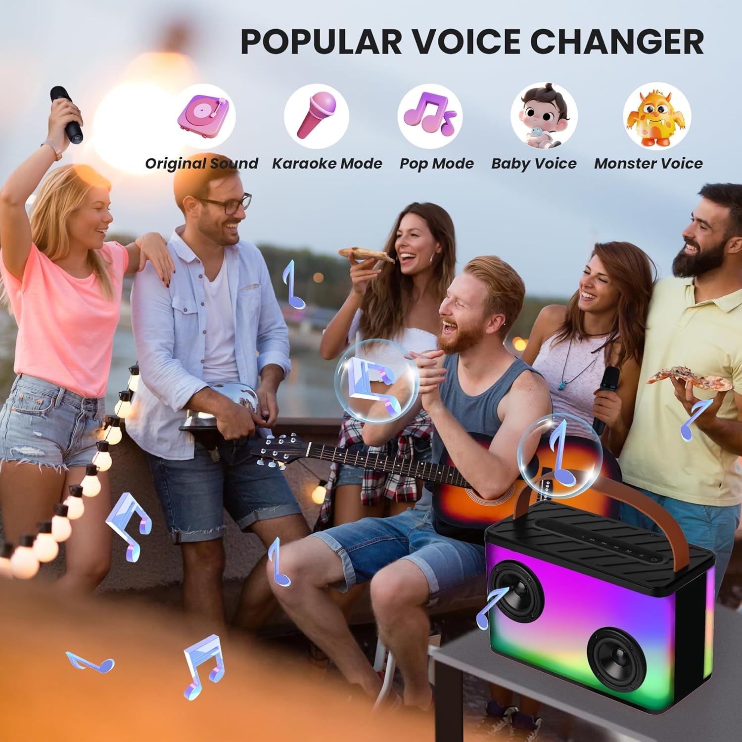 Draagbaar Karaoke Systeem met 2 Microfoons & LED - 29% Korting