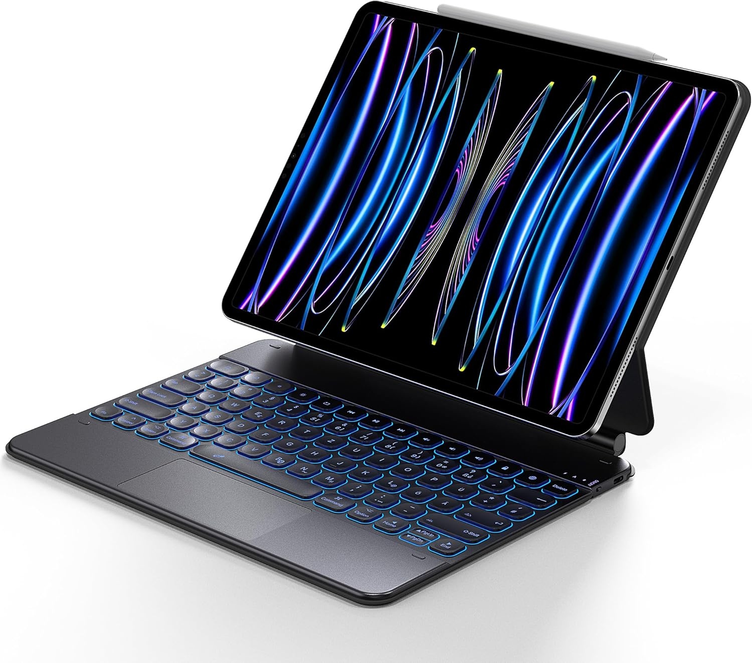 iPad Pro 12.9 Toetsenbord Hoes met Touchpad & 7-kleurige Verlichting - Zwart (29% Korting)
