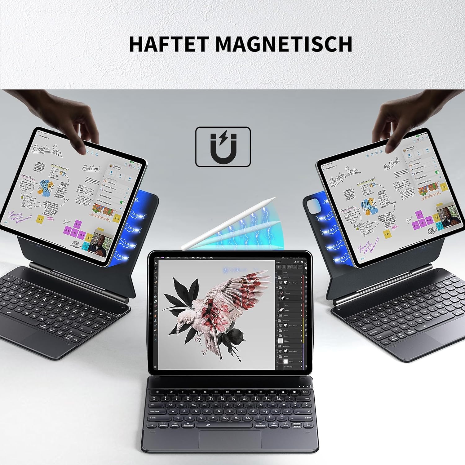 iPad Pro 12.9 Toetsenbord Hoes met Touchpad & 7-kleurige Verlichting - Zwart (29% Korting)