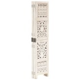Kamerscherm 5 Panelen Handgesneden Mangohout Wit - 30% Korting!