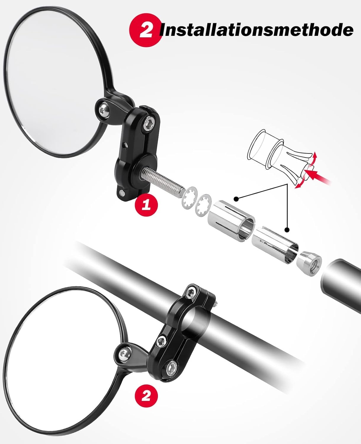 CNC Stuurspiegels Motorfiets - E24 Gecertificeerd - Rond Aluminium