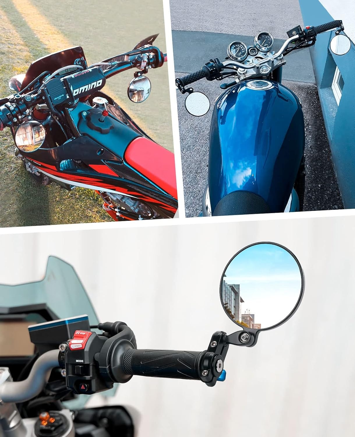 CNC Stuurspiegels Motorfiets - E24 Gecertificeerd - Rond Aluminium