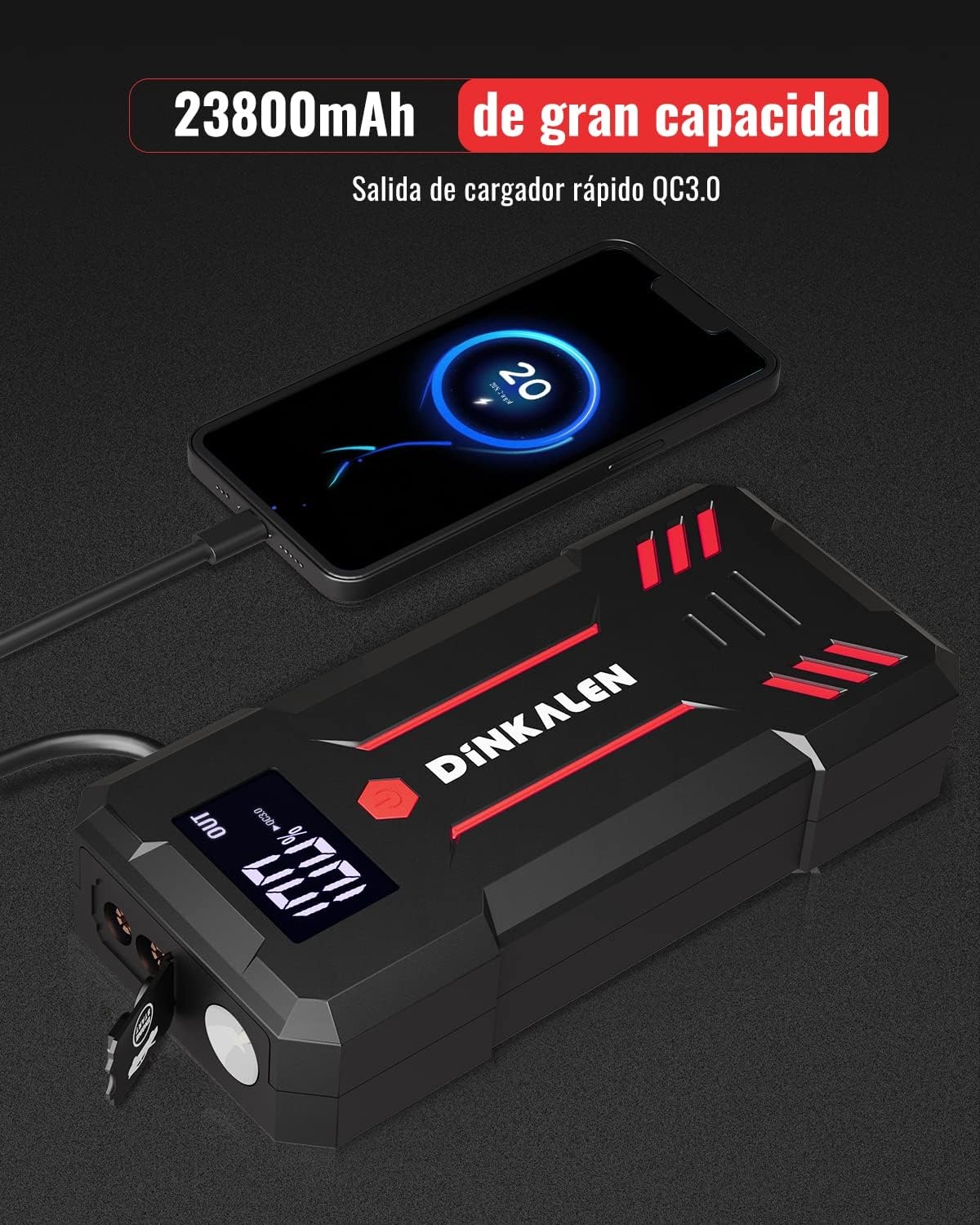 Krachtige Autostarter 23800mAh 3000A - 34% Korting!