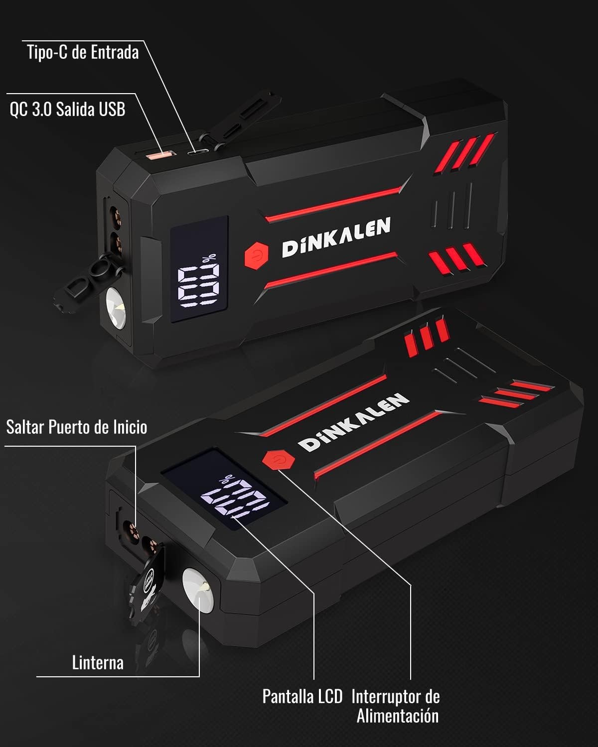 Krachtige Autostarter 23800mAh 3000A - 34% Korting!