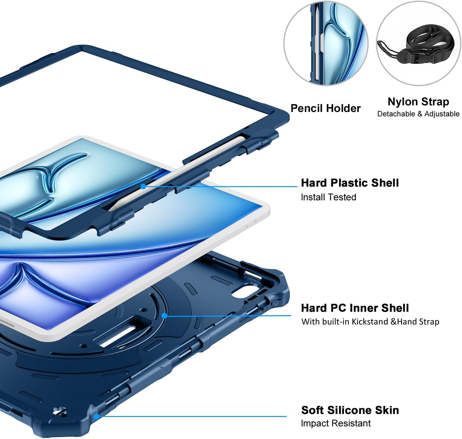 iPad Air 13" (2024) Hoes Blauw - 72% Korting!