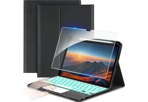 Toetsenbordhoes iPad 10e Gen 10.9" met Touchpad & 7 Kleuren Verlichting - AZERTY Zwart (71% Korting)