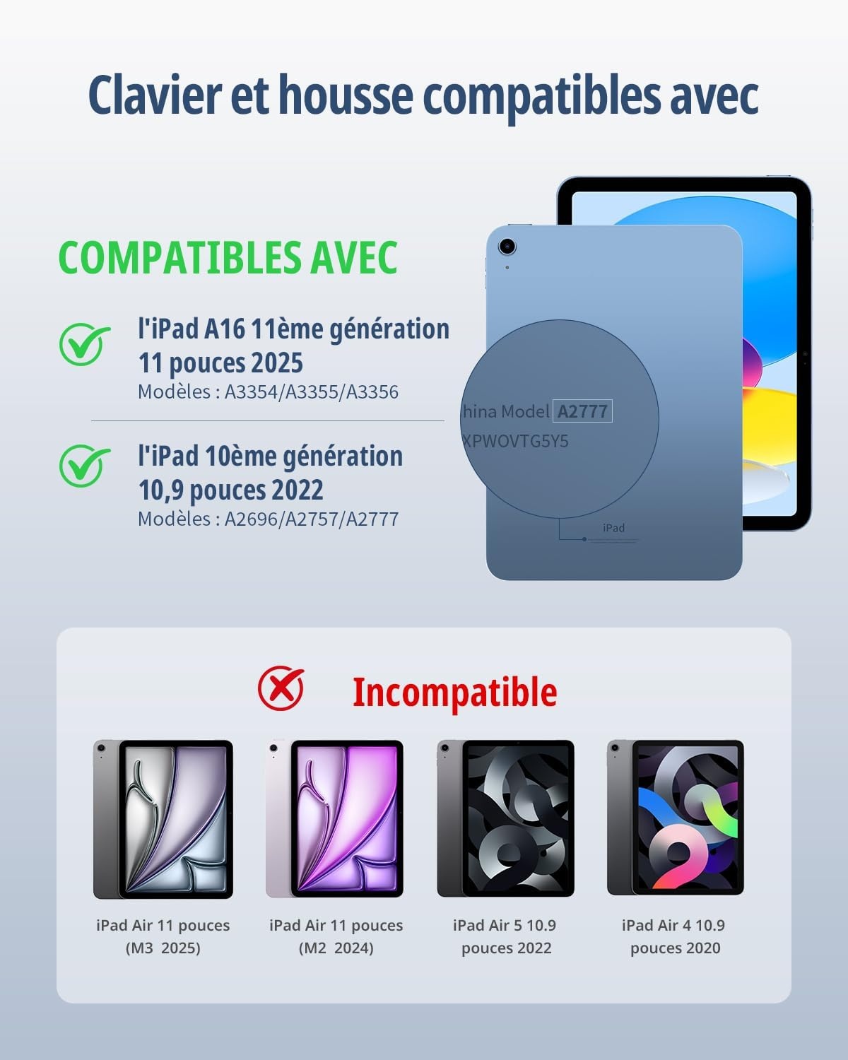 iPad 10e Gen Toetsenbordhoes met Touchpad & 7-Kleuren Verlichting (AZERTY) - 76% Korting