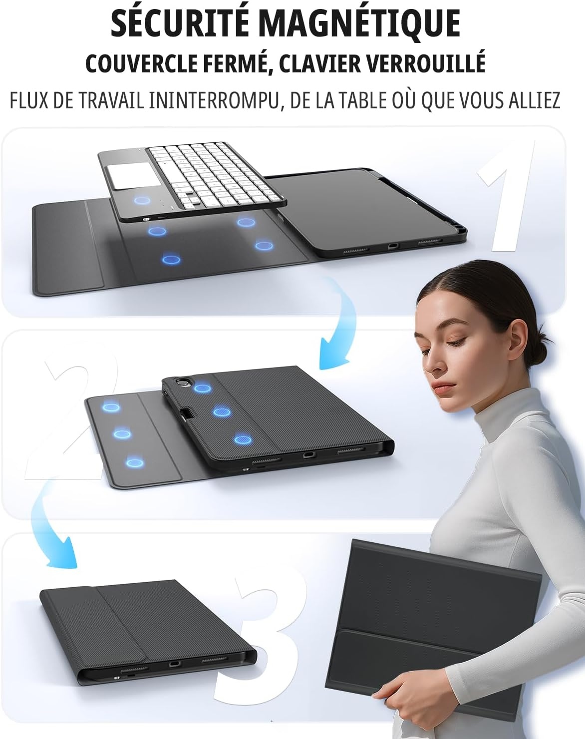 iPad 10e Gen Toetsenbordhoes met Touchpad & 7-Kleuren Verlichting (AZERTY) - 76% Korting