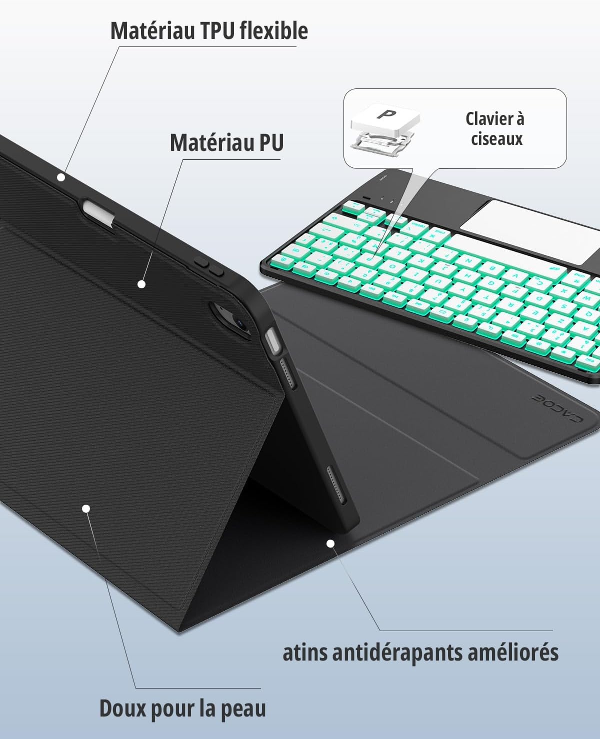 iPad 10e Gen Toetsenbordhoes met Touchpad & 7-Kleuren Verlichting (AZERTY) - 76% Korting