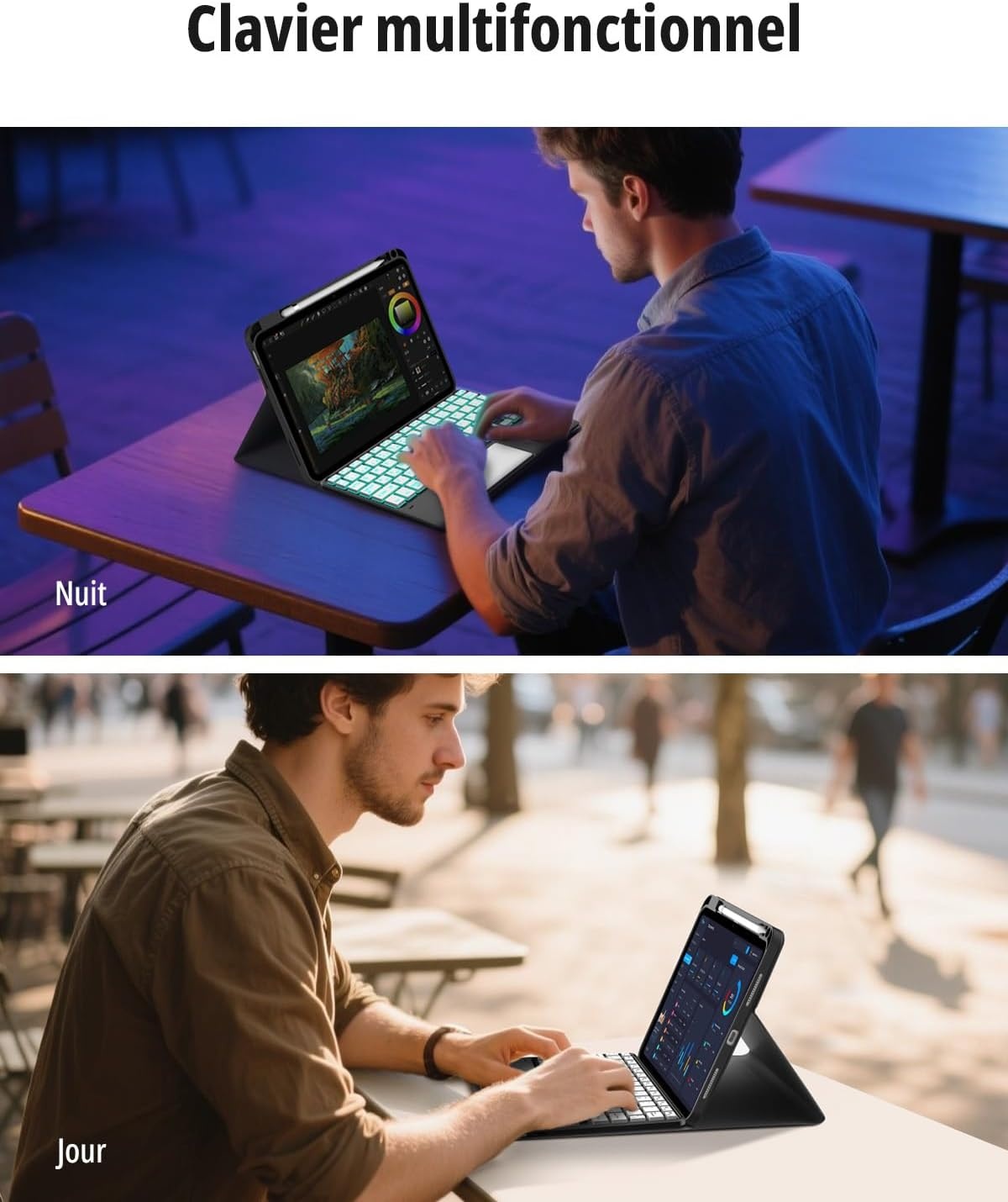 iPad 10e Gen Toetsenbordhoes met Touchpad & 7-Kleuren Verlichting (AZERTY) - 76% Korting