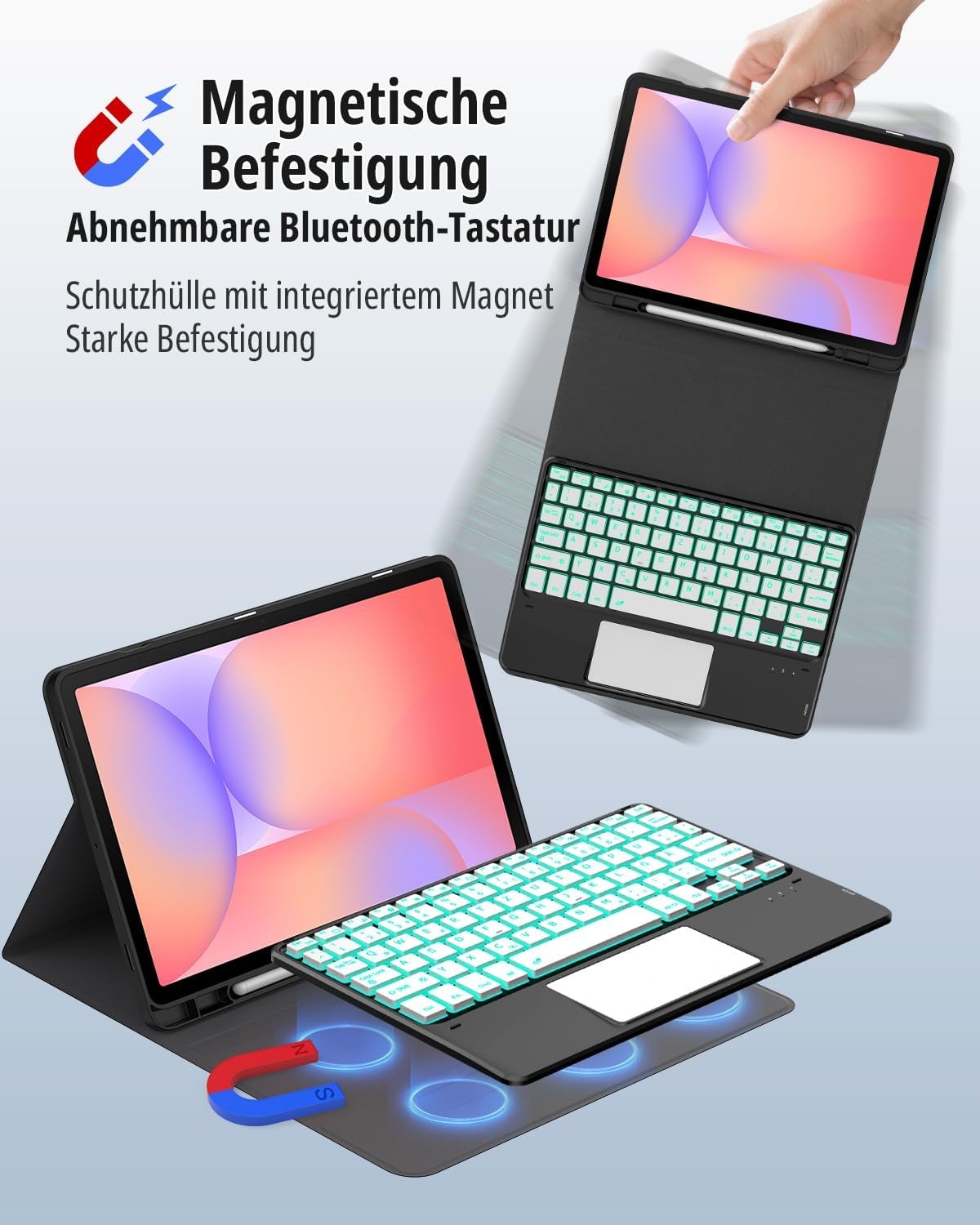 Toetsenbord Hoes met Touchpad voor Samsung Tab S9 FE/S9 (10.9/11 inch) - 74% Korting
