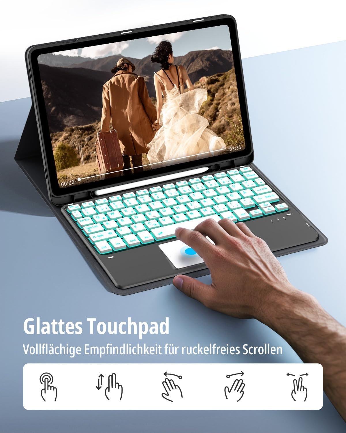 Toetsenbord Hoes met Touchpad voor Samsung Tab S9 FE/S9 (10.9/11 inch) - 74% Korting