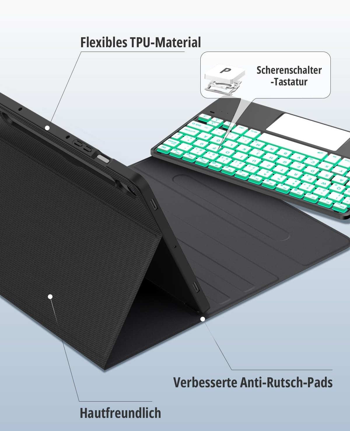 Toetsenbord Hoes met Touchpad voor Samsung Tab S9 FE/S9 (10.9/11 inch) - 74% Korting