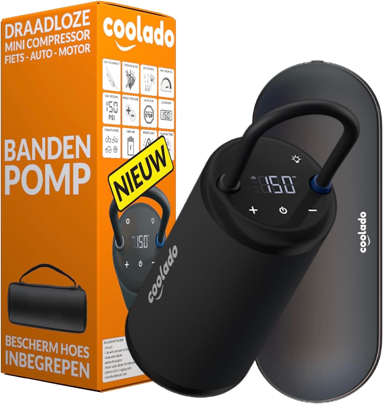 Draadloze Bandenpomp Mini Compressor | 28% Korting | 10,3 BAR