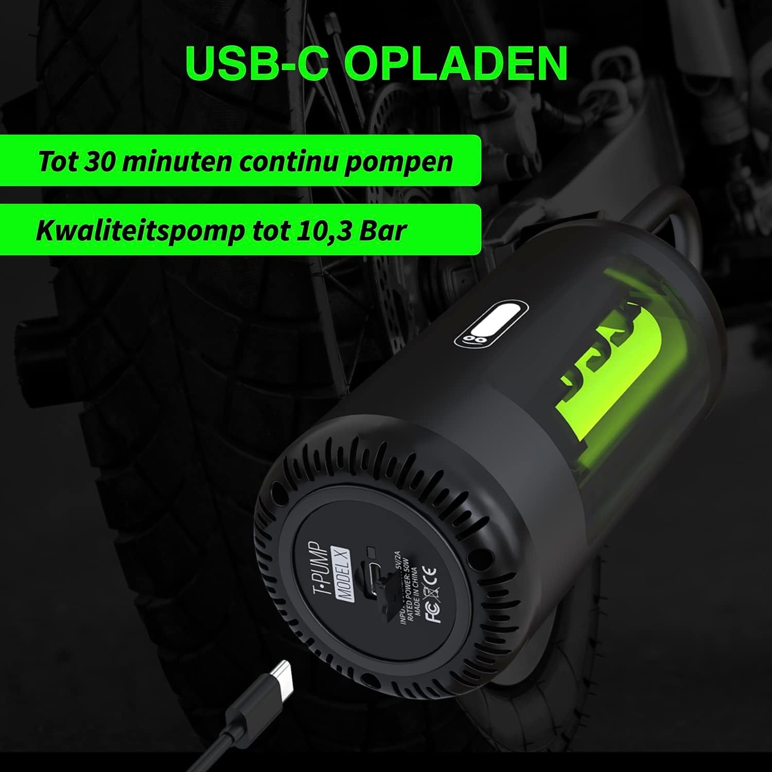 Draadloze Bandenpomp Mini Compressor | 28% Korting | 10,3 BAR