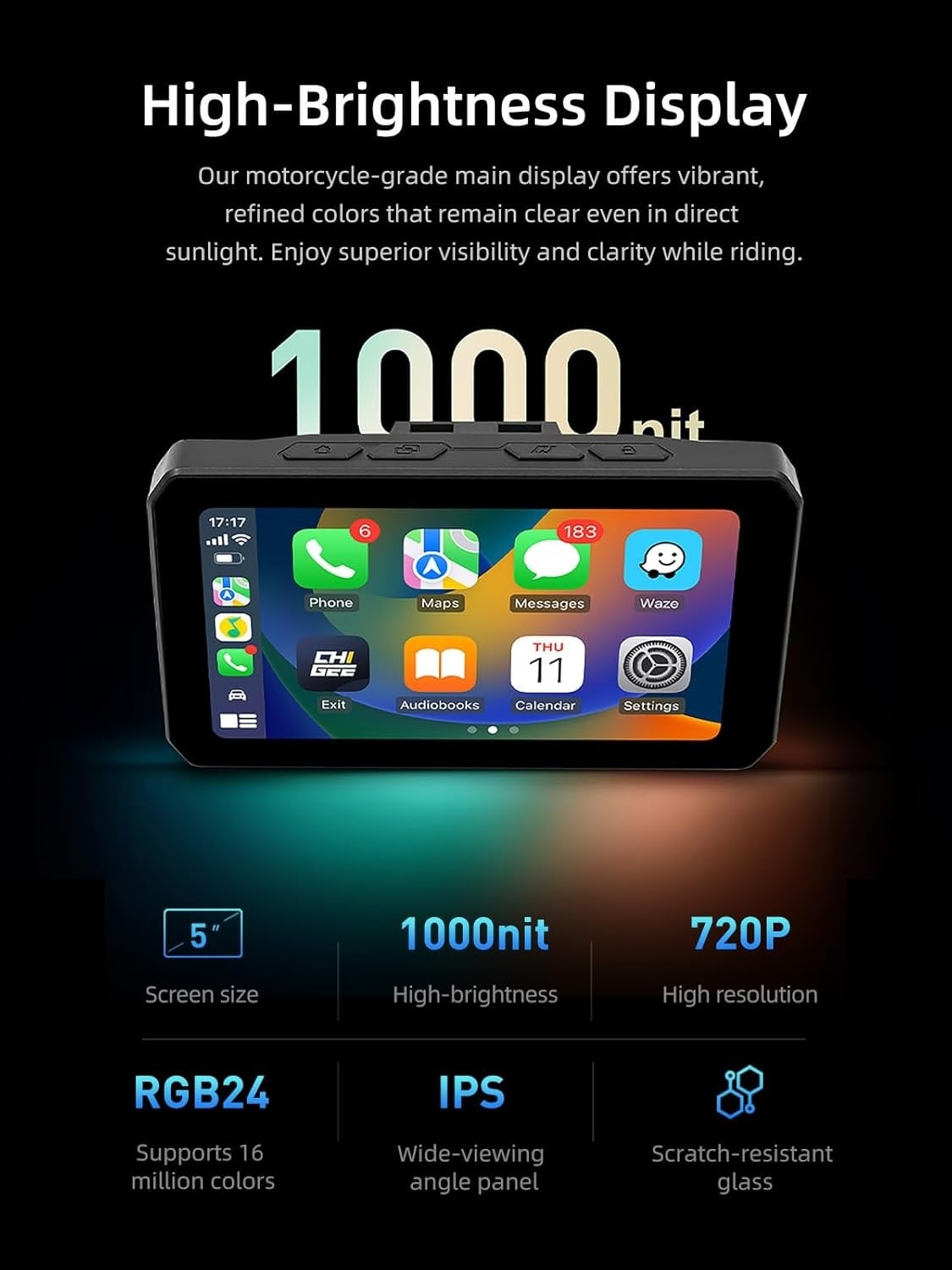 Motorfiets Smart Display met CarPlay & Android Auto - 30% Korting!