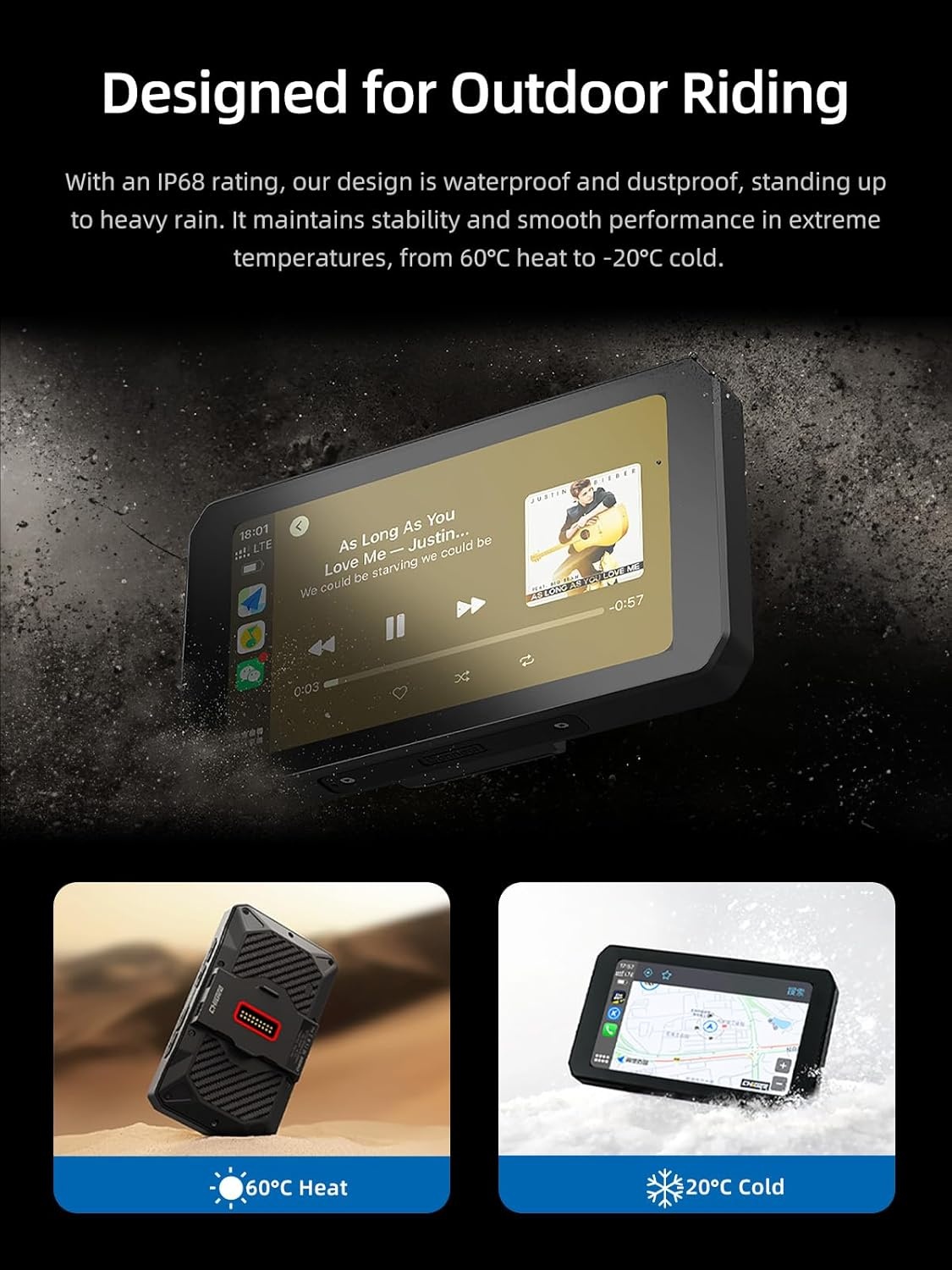 Motorfiets Smart Display met CarPlay & Android Auto - 30% Korting!
