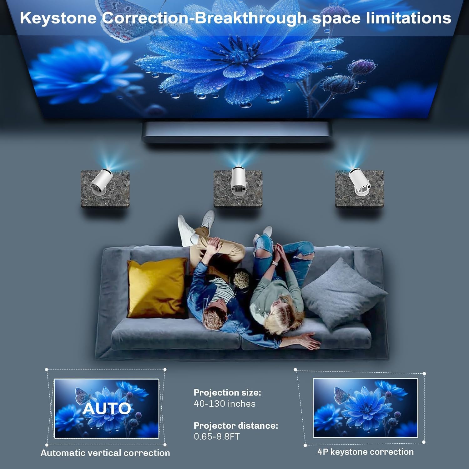 Draagbare Miniprojector 4K/1080p | Android 11, Netflix | WiFi 6 | 34% Korting