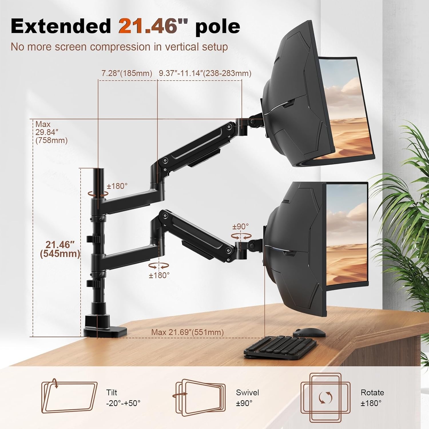 Dubbele Monitorarm (2x 17-49") met 30% Korting