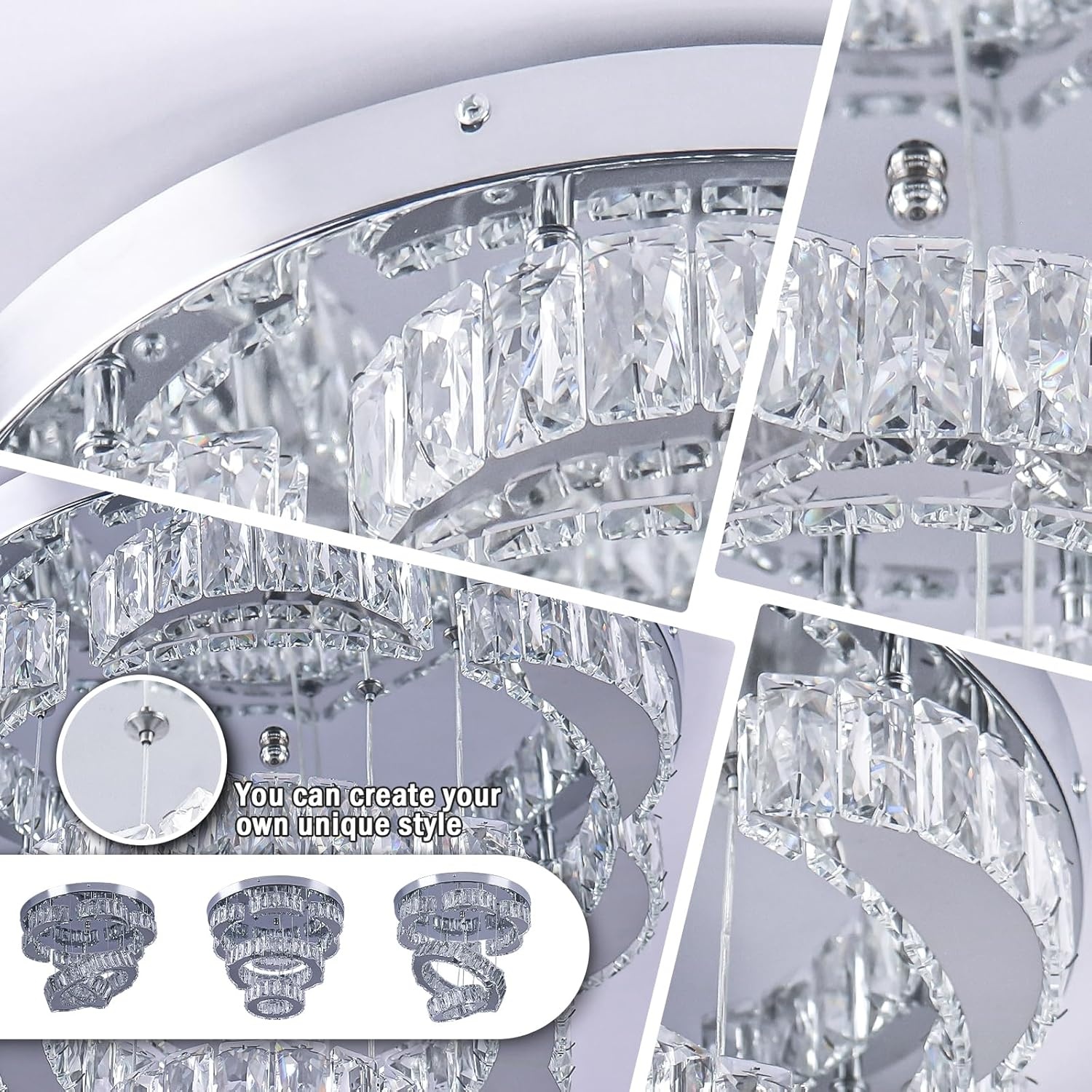 LED Plafondlamp Kristal Rond 40cm | Dimbaar met Afstandsbediening | 3500K-6500K | Nu 29% Korting
