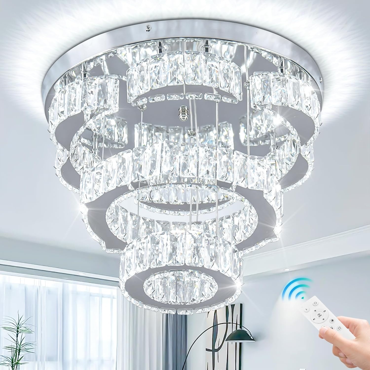 Moderne Kristallen Kroonluchter LED - 40cm - Dimbaar met Afstandsbediening (29% Korting)