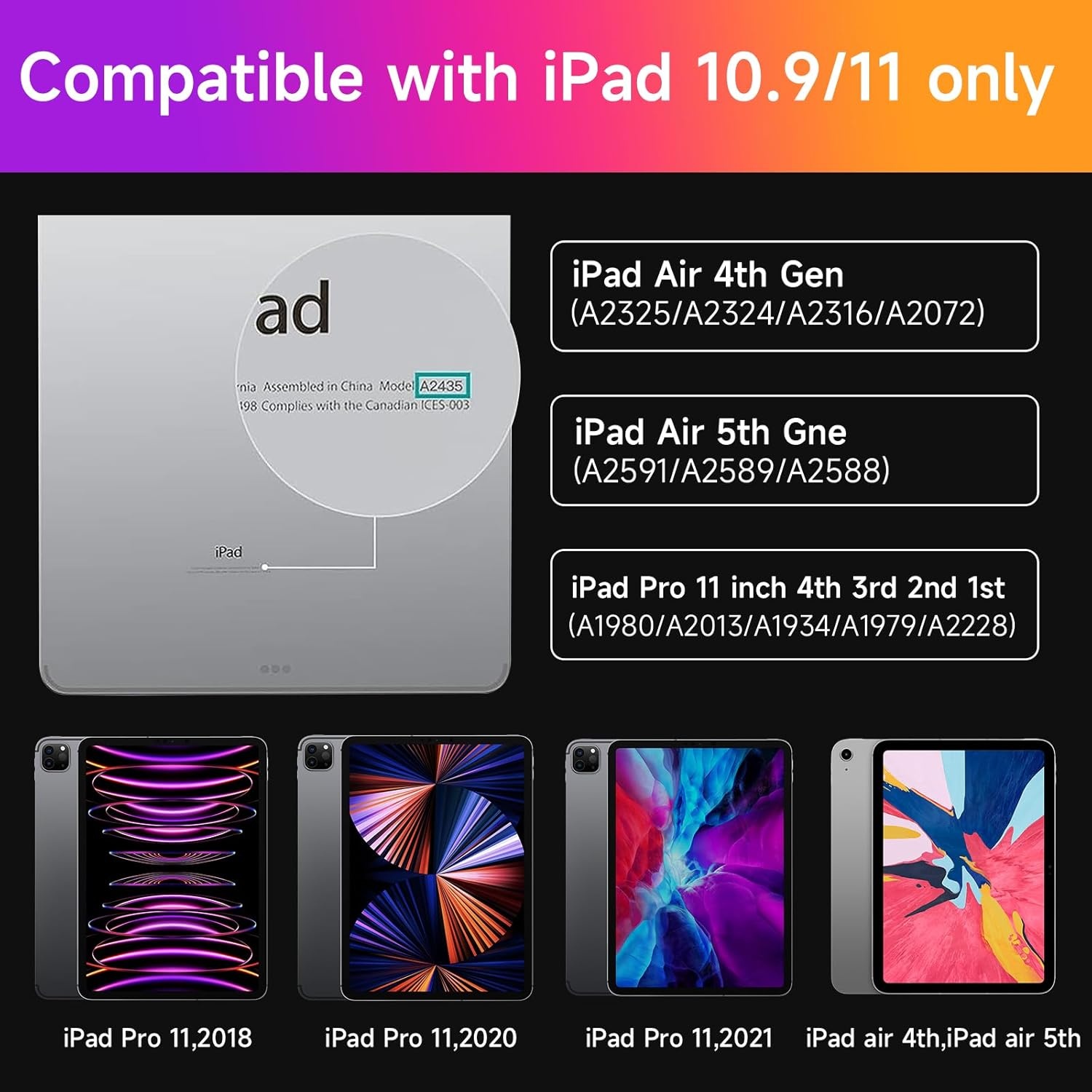Toetsenbordhoes iPad Air 5/4 & Pro 11" met Trackpad | 7 Kleuren Verlichting | 29% Korting