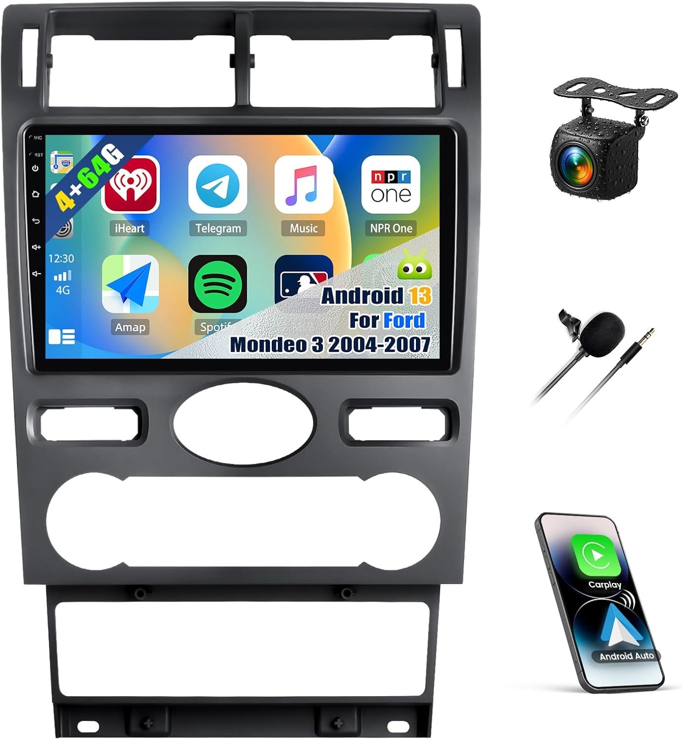 Android Autoradio Ford Mondeo 3: 9" CarPlay/Android Auto - 30% Korting