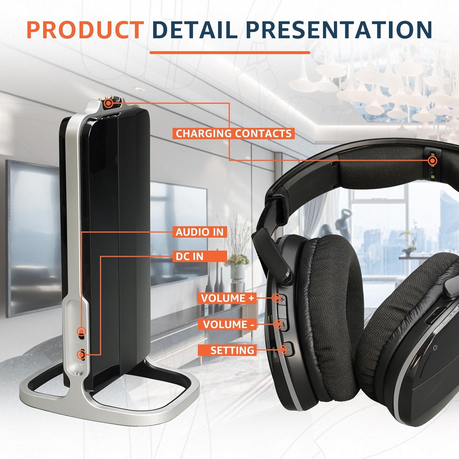 Draadloze TV Koptelefoon | 60m Bereik | 2.4G & Bluetooth | Geen Vertraging