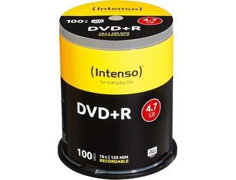 Intenso DVD+R 4.7GB 16x | 100 Stuks Spindel | 28% Korting