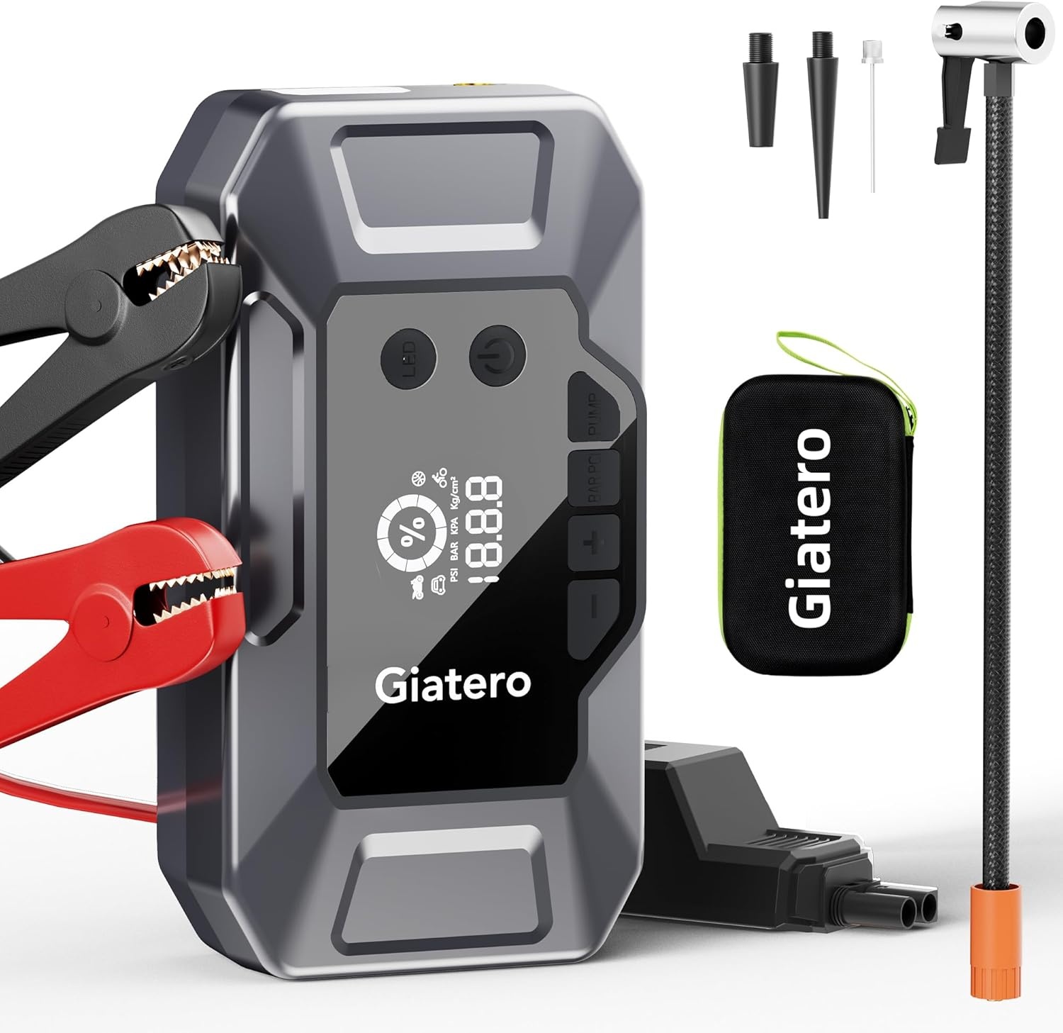 Auto Startbooster met Compressor: 4000A, 16000mAh | 29% Korting