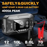 Auto Startbooster met Compressor: 4000A, 16000mAh | 29% Korting