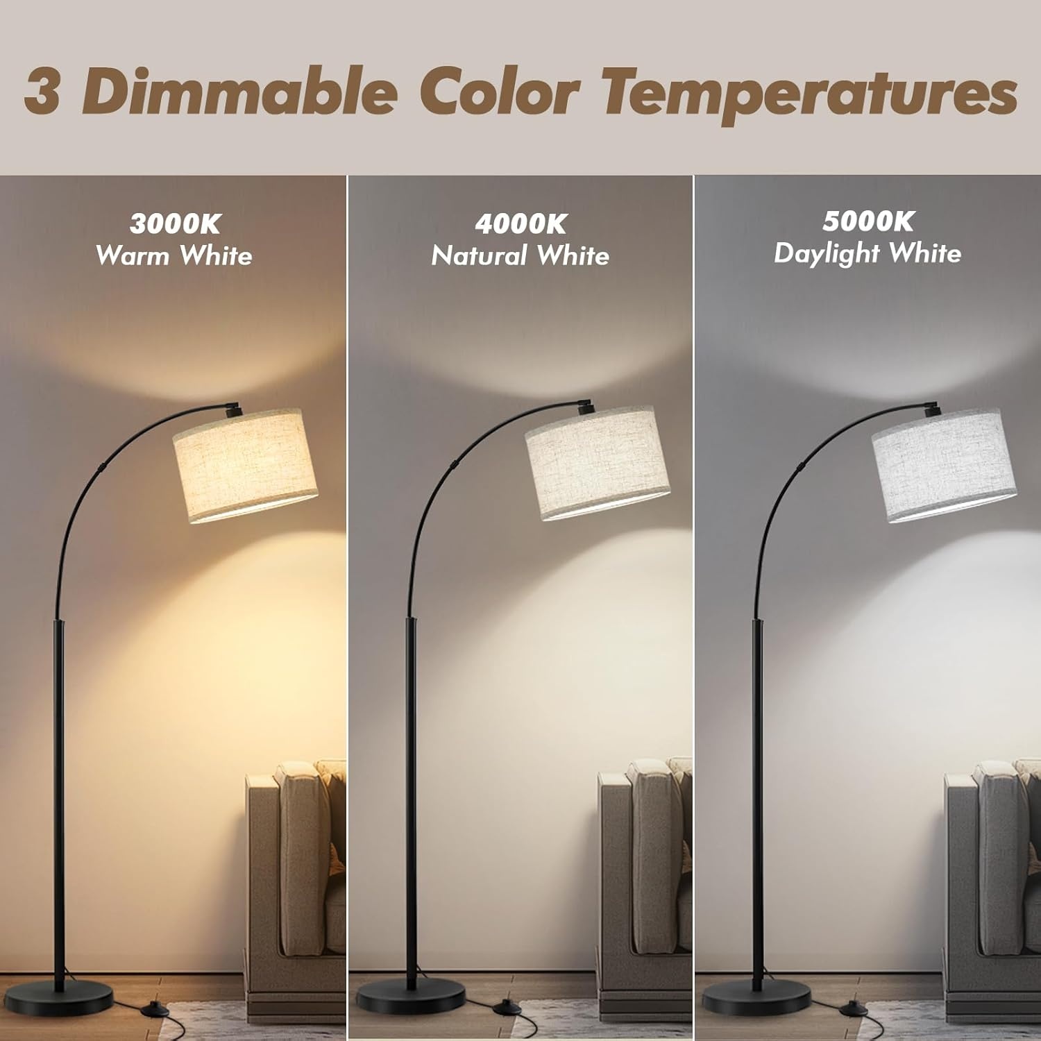 Arc Vloerlamp met 3 Kleurtemperaturen - 29% Korting