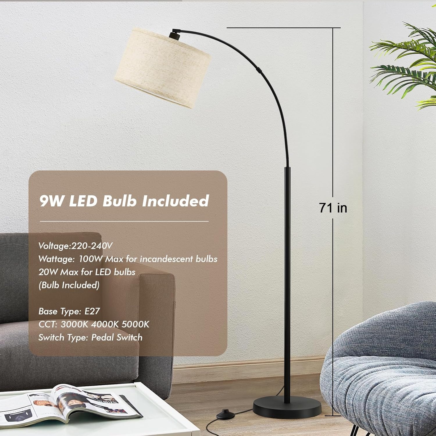 Arc Vloerlamp met 3 Kleurtemperaturen - 29% Korting