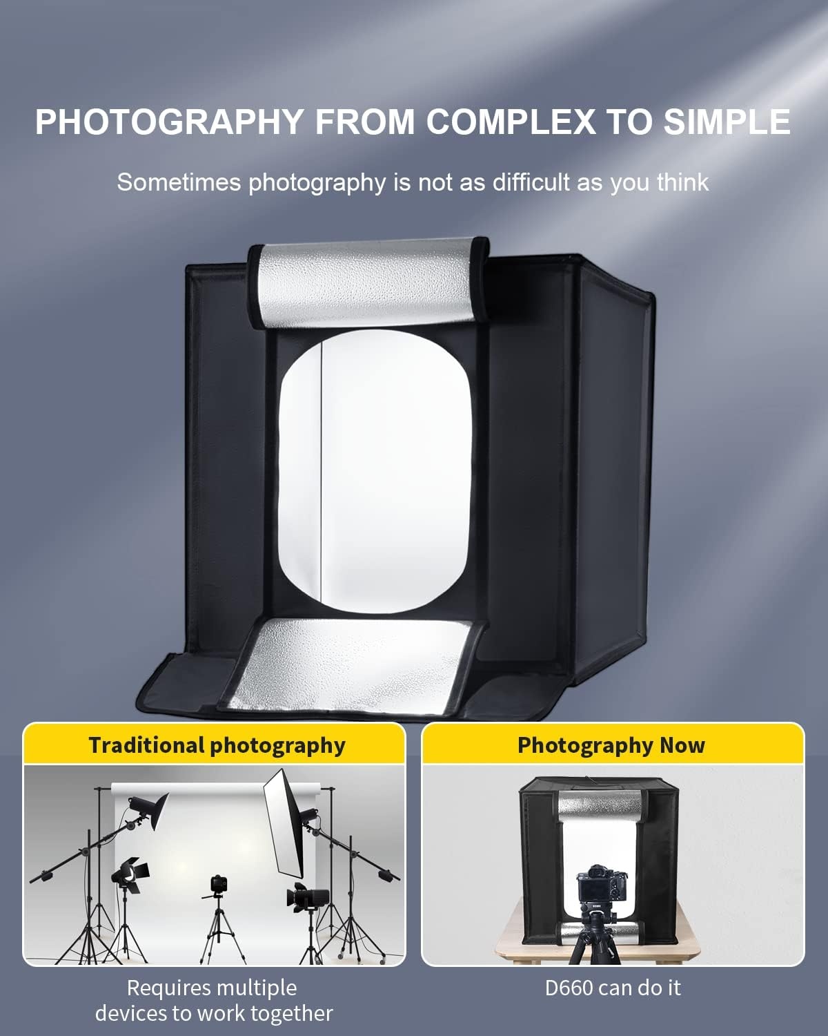 Opnametent voor Productfotografie | 60x58x58cm | 65W LED | 34% Korting