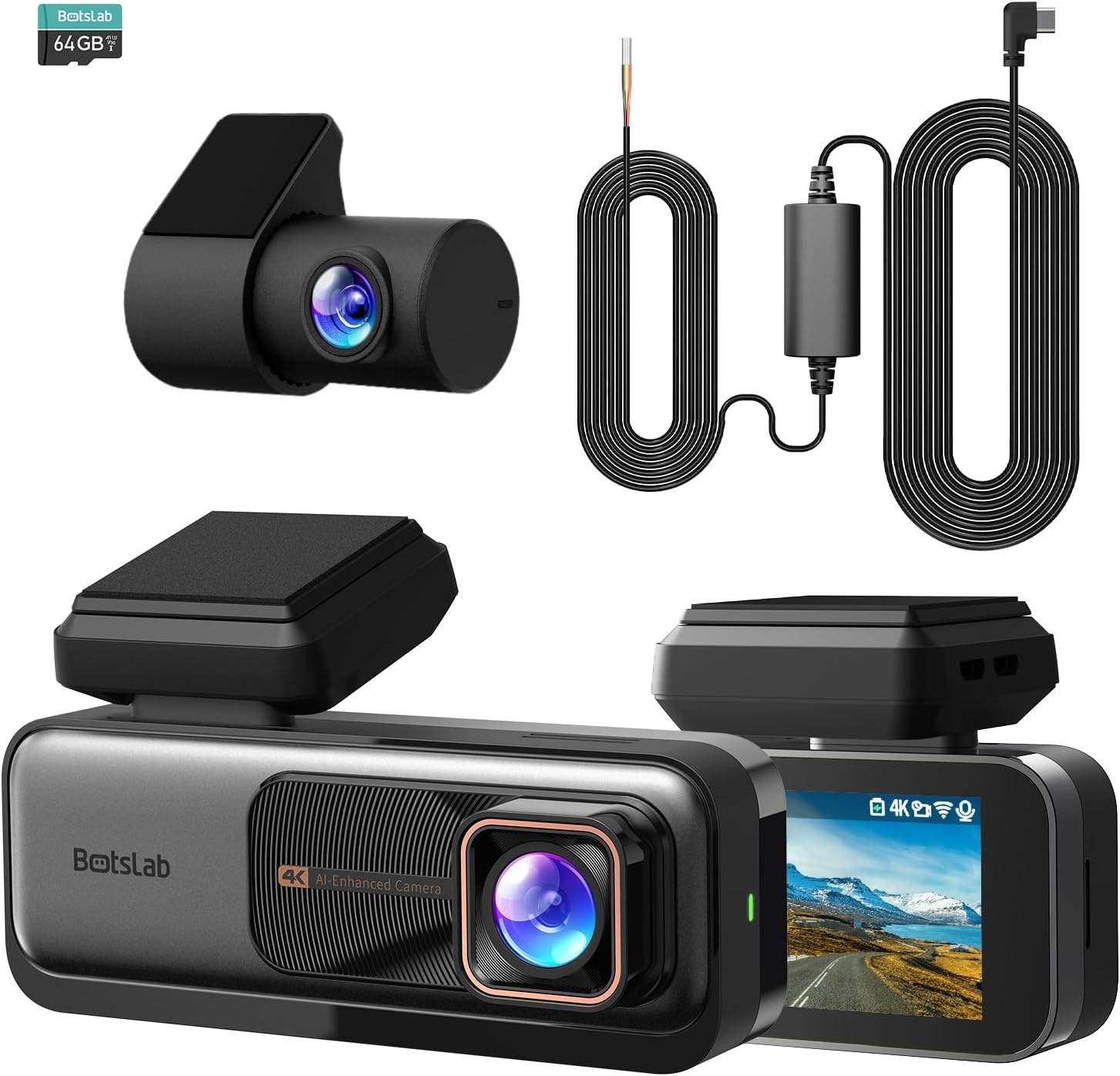 4K+2K Dual Dashcam Auto met GPS, WiFi & 64GB SD | 30% Korting