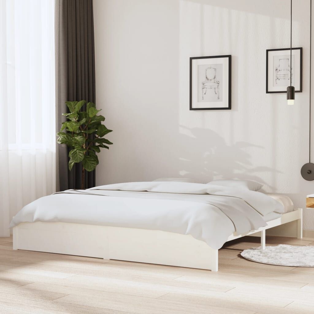 Massief Houten Bedframe Wit 200x200 cm - 35% Korting