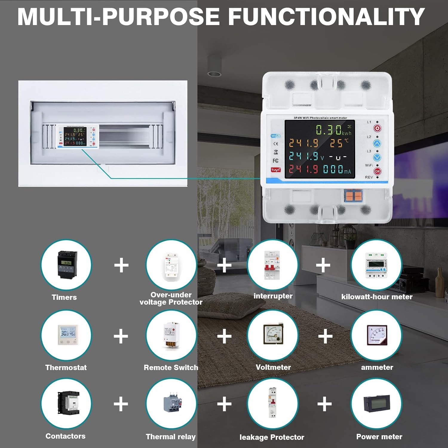 Driefase WiFi Energiemeter 100A 380V met Tuya App | 29% Korting